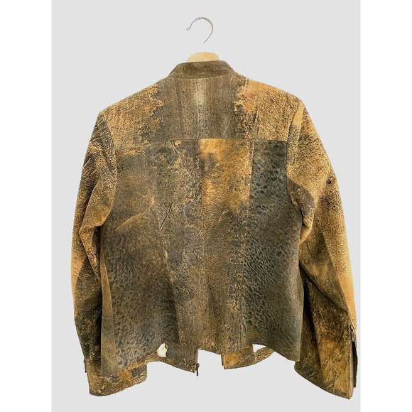 NAVITO - unique cowhide design, zipper front brown jacket, unisex - Picture 2 of 4